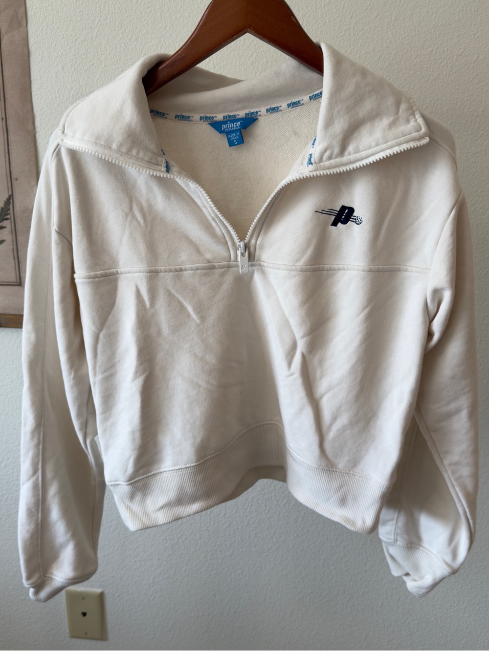 Prince Pickleball Women’s White Quarter Zip Pullover Sweatshirt Size S